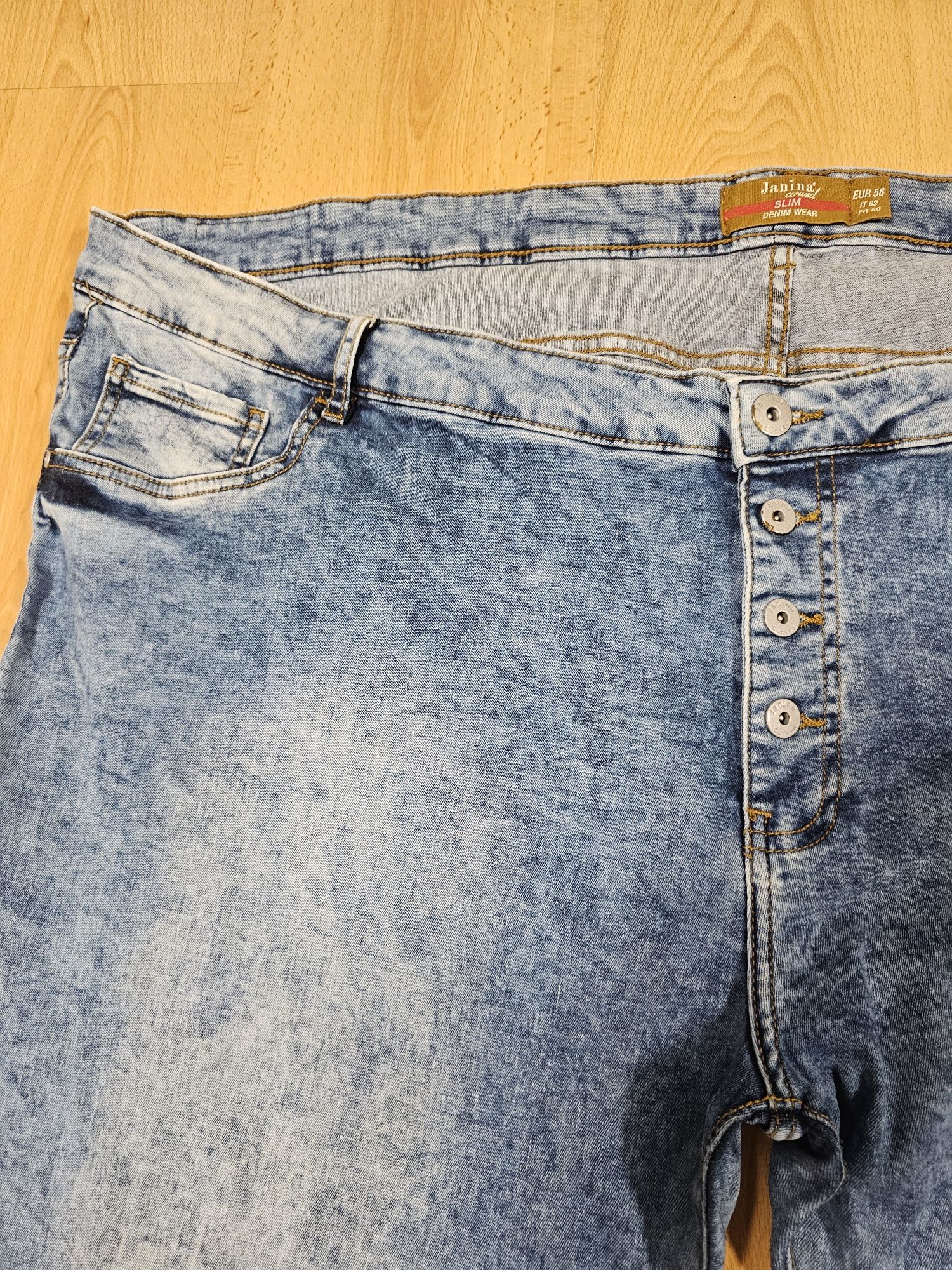 Spodnie jeansowe JANINA roz. 58 - 9XL , slim , laicra ,curved