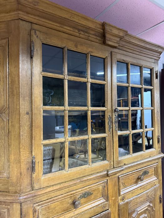 Kredens dębowy – antyk, masywny, przeszklony DOWÓZ DO DOMU