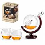 Zestaw do Whisky Karafka Globus z Dwoma Szklankami Prezent urodziny