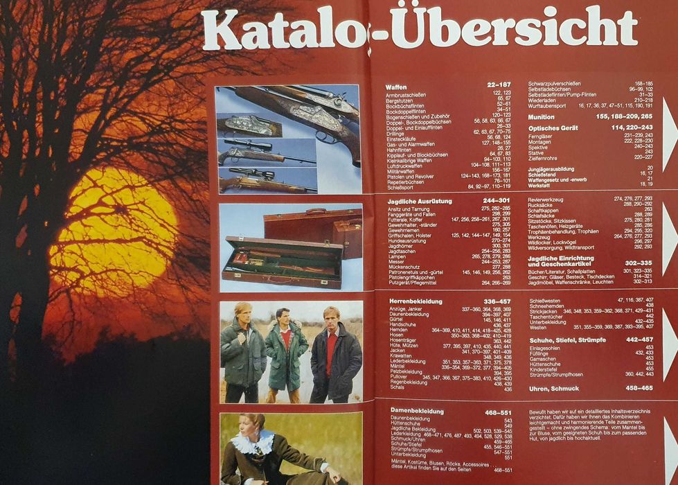 Catálogo Frankonia Jagd 1988/1989 - Caça, Armas, Vestuário, Facas