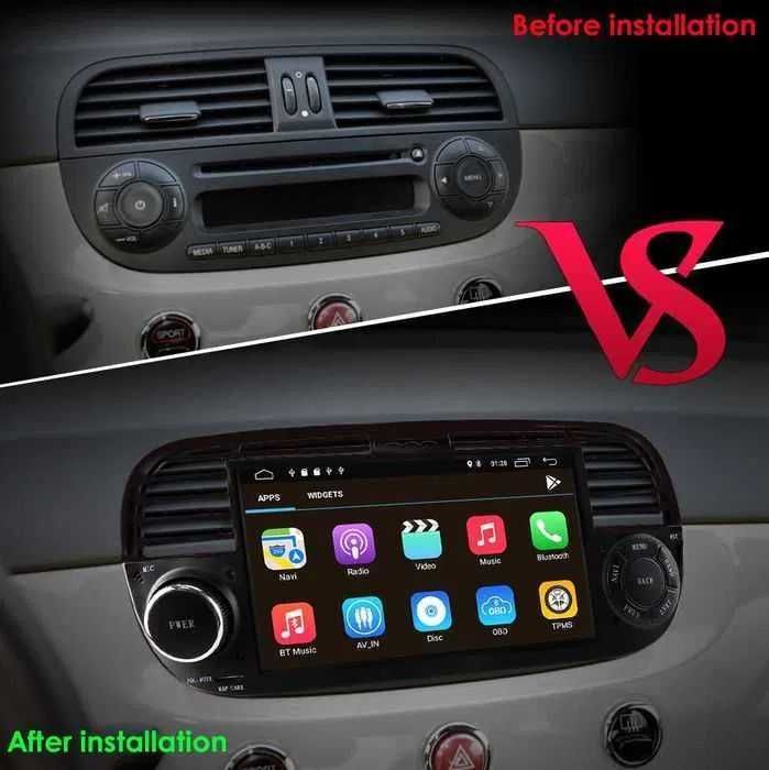Radio Android 12 Fiat 500 2 kolory gps wifi PROM
