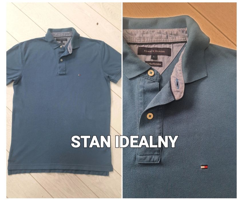 L, Tommy Hilfiger koszulka polo  / polówka męska,  zieleń morska.