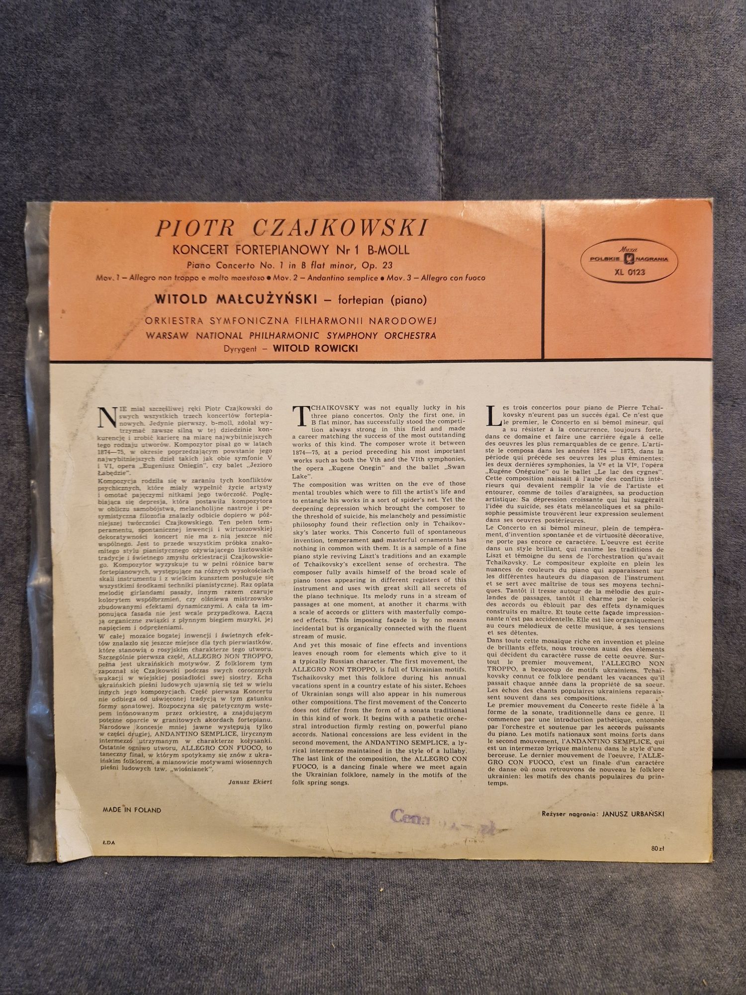 Witold Małcużyński Koncert B-Moll op. 23 Czajkowski 2 płyty