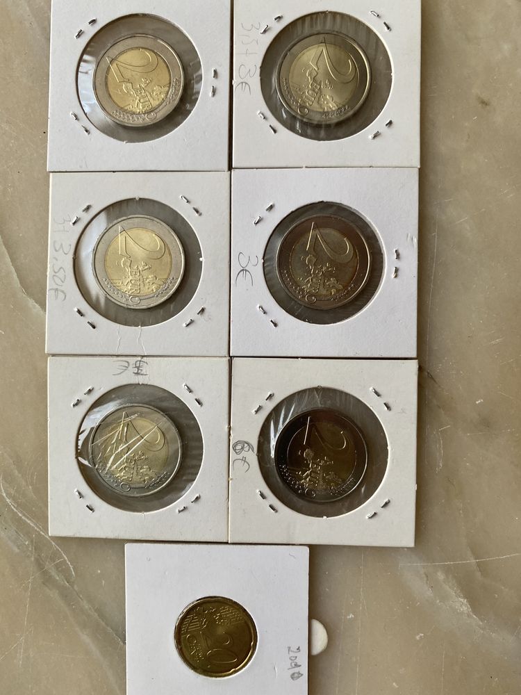 Moedas euro comemorativas de 10€, 2€, ...