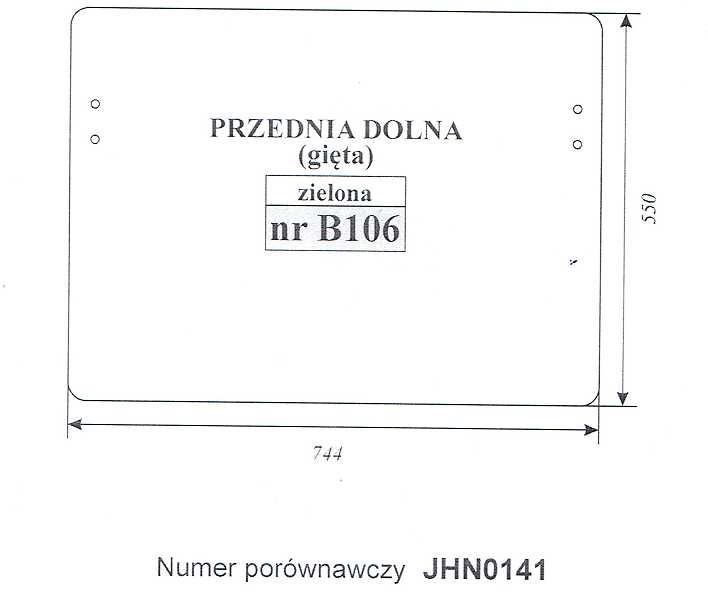 JCB 8080 ZTS, 8085 ZTS, JS175W, JS160L, JS200W - szyba B 106