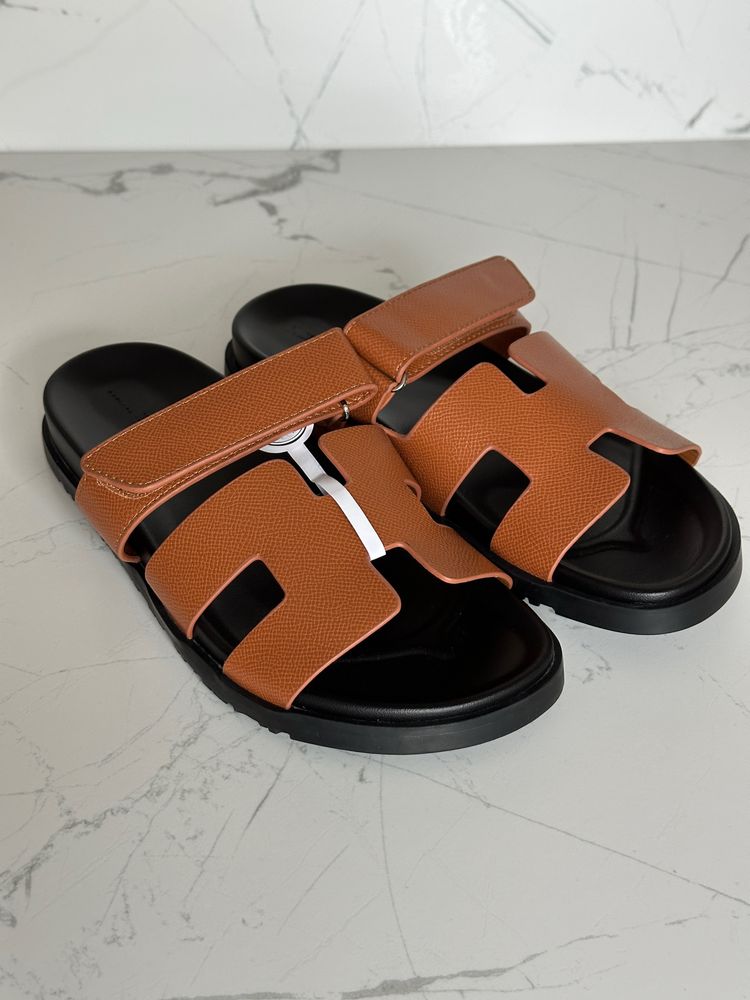 Шльопки в стилі hermes chypre шкіра 37,38, шлепанцы, шлопанці, шлепки