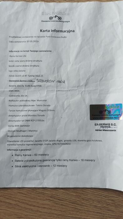 Rower e-bike kariva 84V 9000W