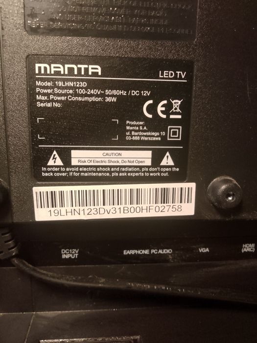 Tv Manta LED tv 19 lhn 123 D