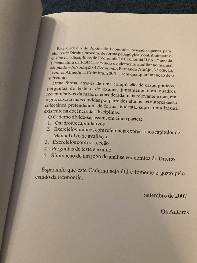 Caderno de Apoio de Economia