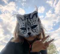 Biały Ryś maska Handmade Therian Furry mask lynx