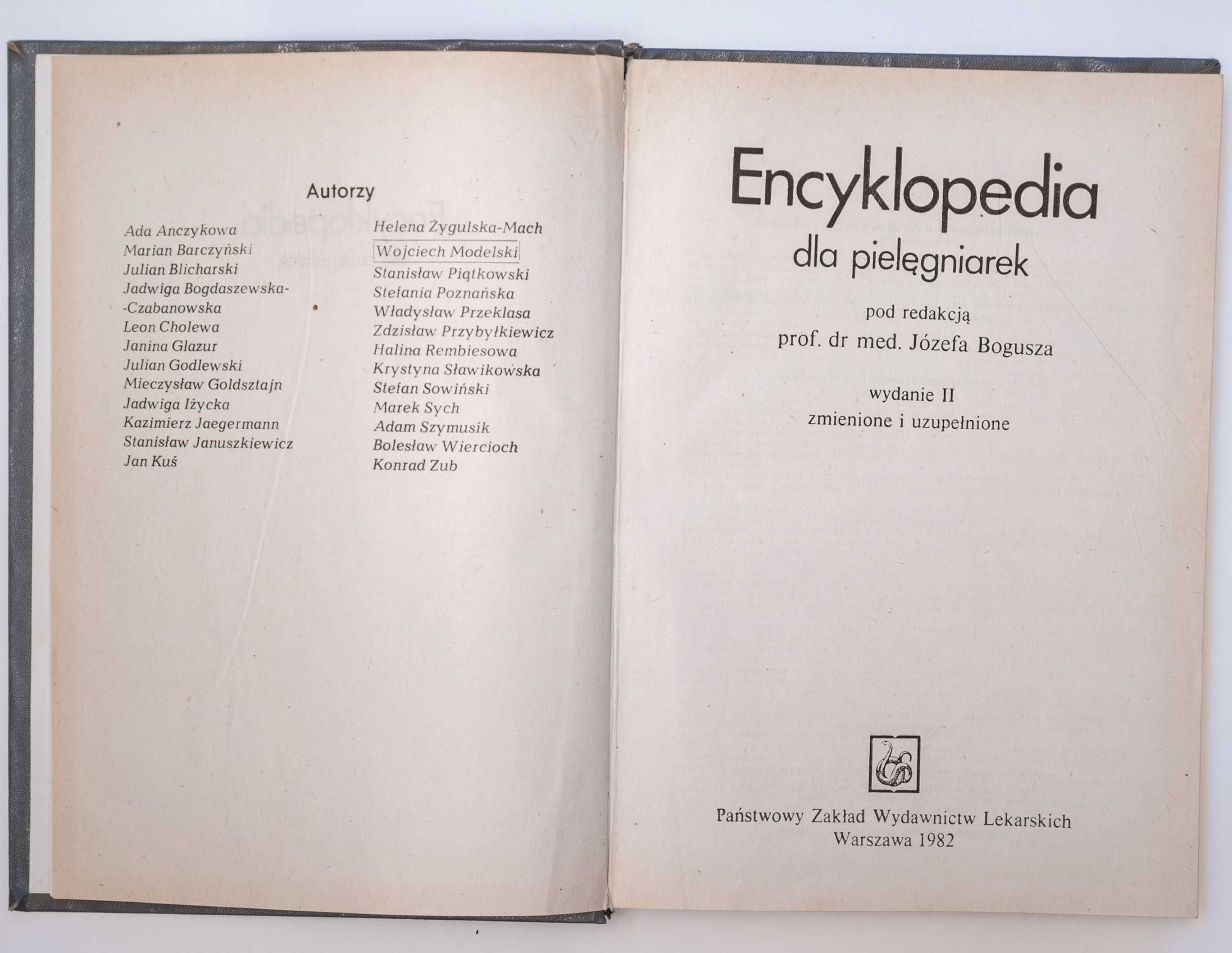 Encyklopedia dla pielęgniarek Józef Bogusz PZWL 1982