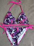 Strój kąpielowy bikini Bonprix różowy fioletowy w kwiaty