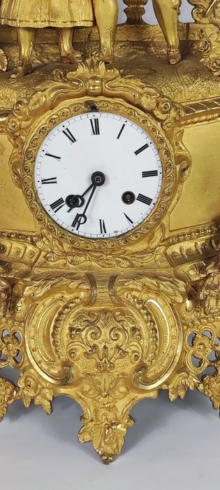 Piękny zabytkowy zegar kominkowy firmy Vincenti & Cie