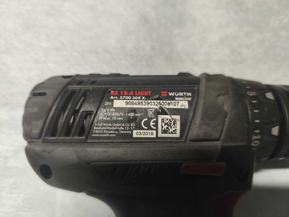 Wkrętarki BS12-A, BS 18-A Light Wurth i Bosch  GSR 12V-15