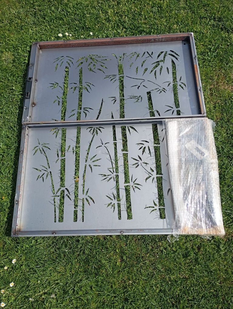 vidaXL Furtka ogrodowa, 85x100 cm, stal kortenowska, motyw bambusa