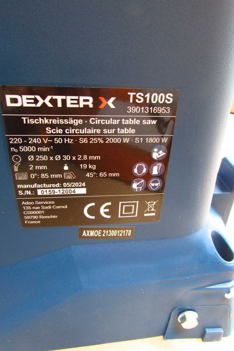 Настільна пила, циркулярка по дереву Dexter 2000вт. 250мм (Німеччина