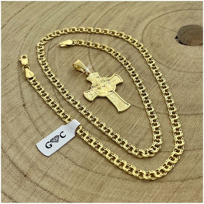 Męski Złoty Naszyjnik Z Krzyżem 925 Dla Niego Faceta Chłopaka Syna 55