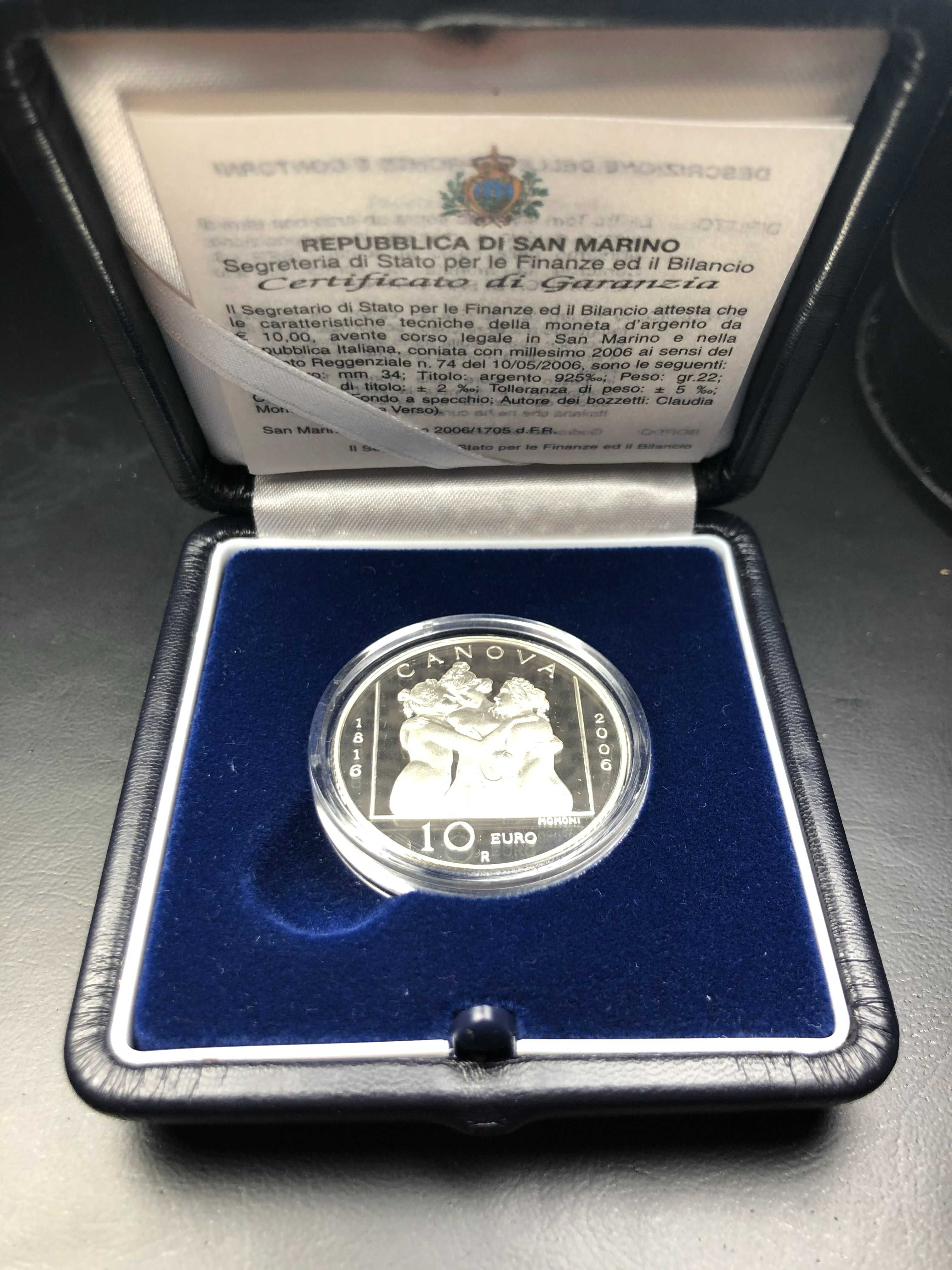 San Marino 2006 - Estojo Prata Proof 10€ 190º Anivers.  António Canova