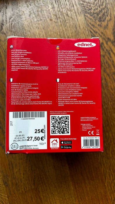 Czujnik ruchu inteligentny dom ednet E84293 bezprzewodowy