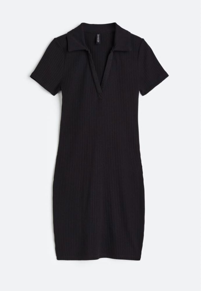 Чорна базова сукня платье h&m Zara сукня в рубчик, сукня поло