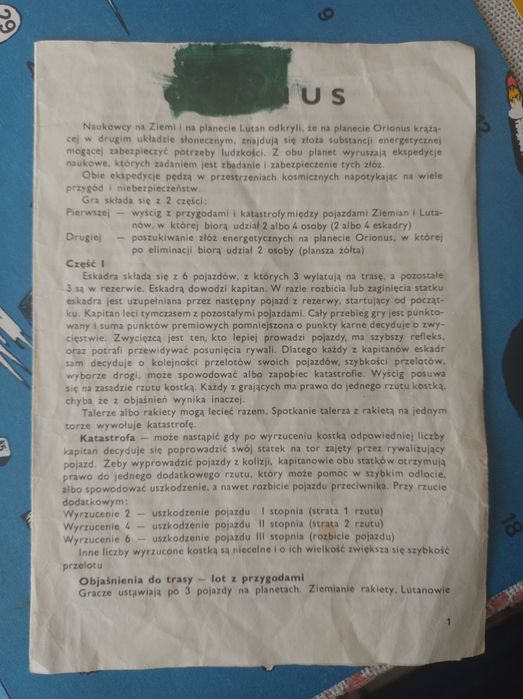 Gra planszowa PRL Orionus fantastyka