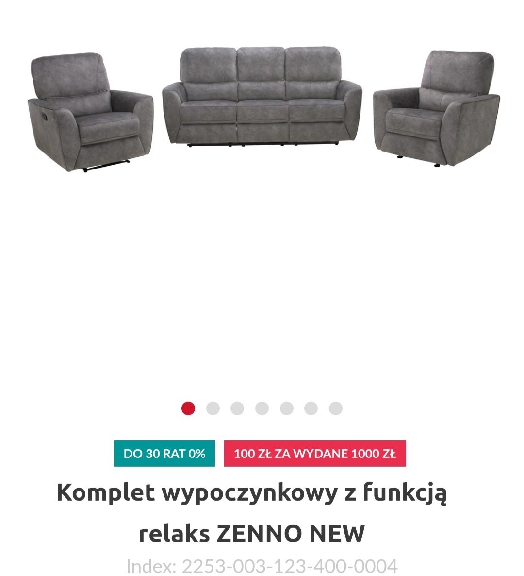 Sprzedam, kanapę, fotele, Komplet wypoczynkowy z funkcją relaks Zenno