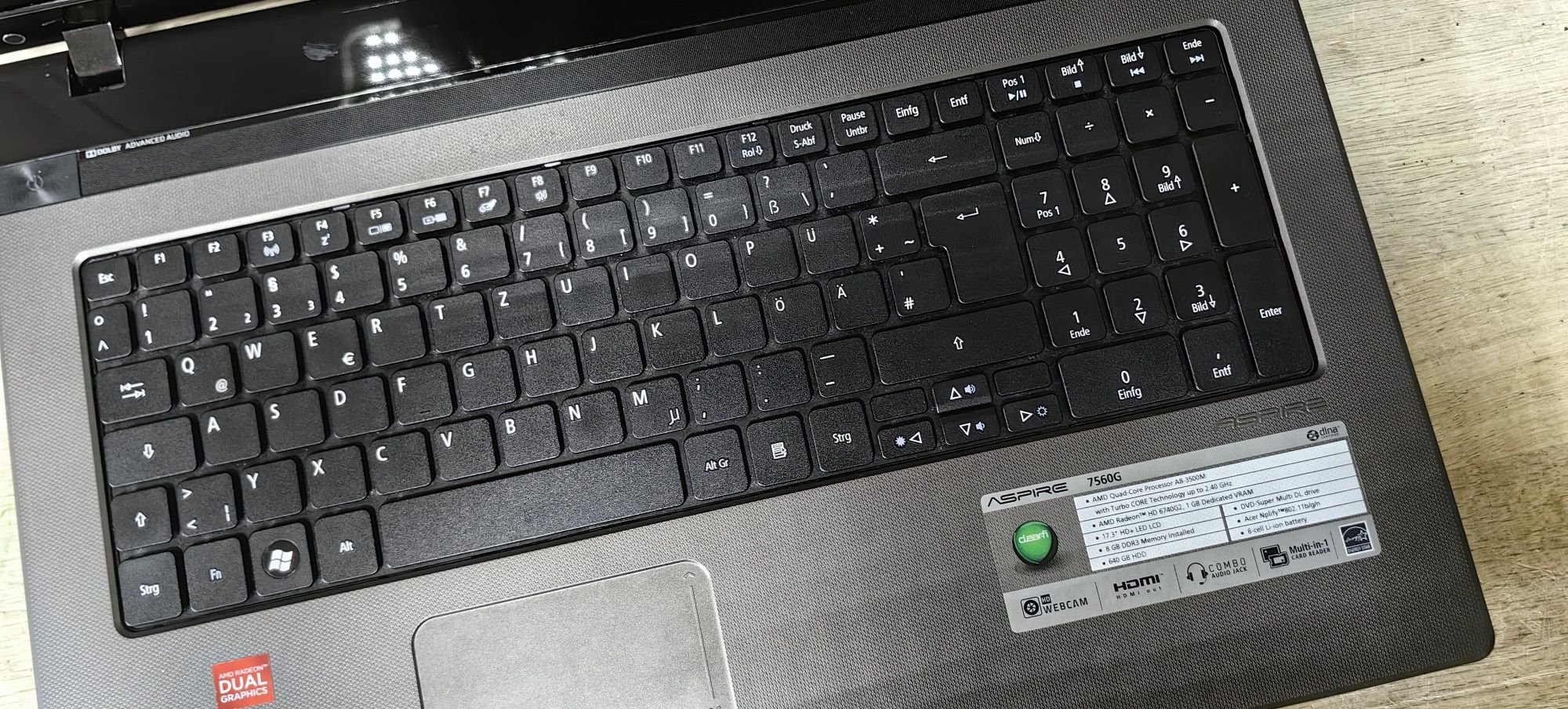 Ноутбук Acer Aspire 7560g/AMD A8-3500M/Ram 8Gb DDR3 /HDD 640Gb /Video