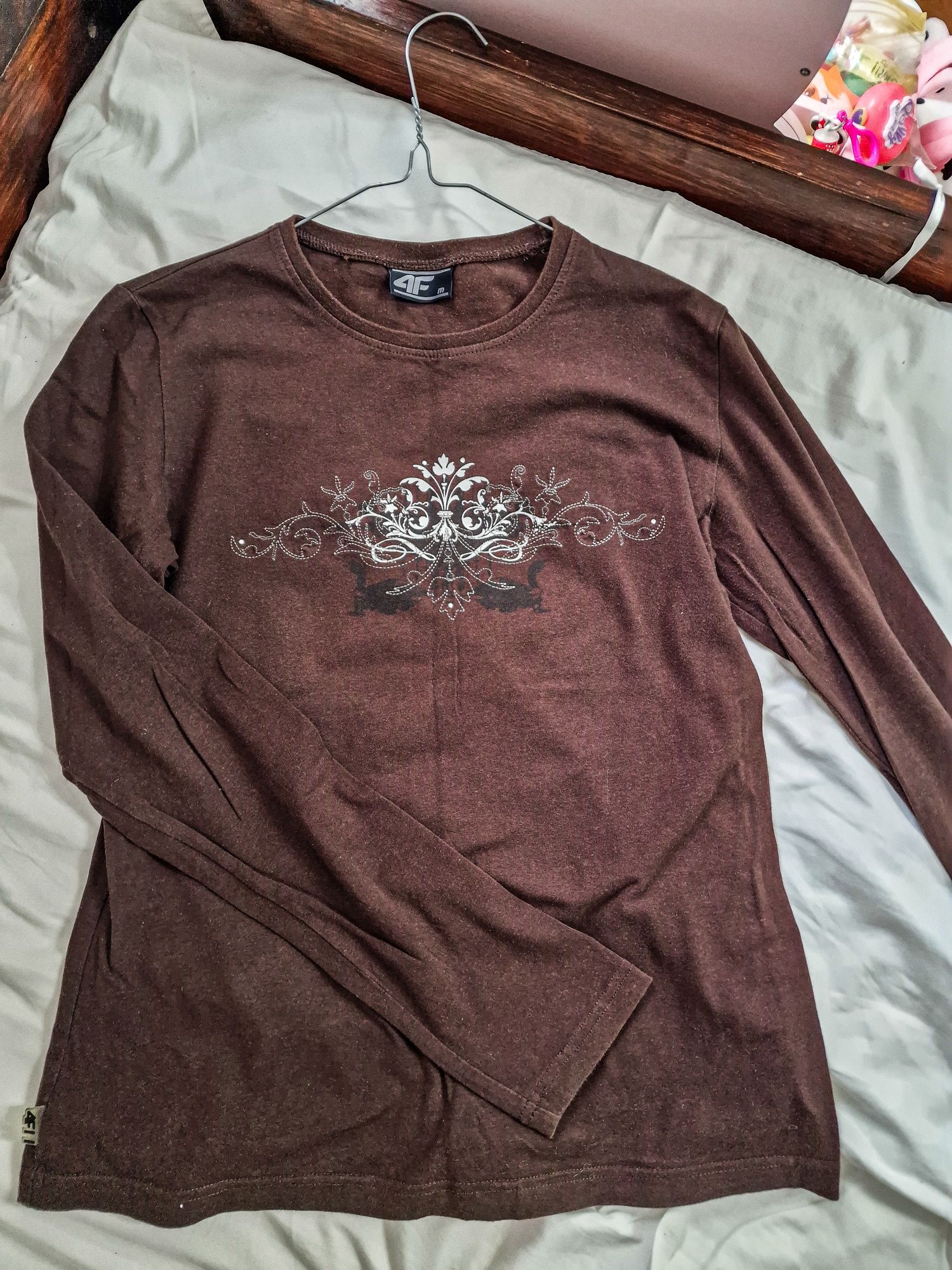Czekoladowa bluzka damska brązowa koszulka  4f y2k  vintage