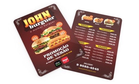 Menu para restauracao em pvc