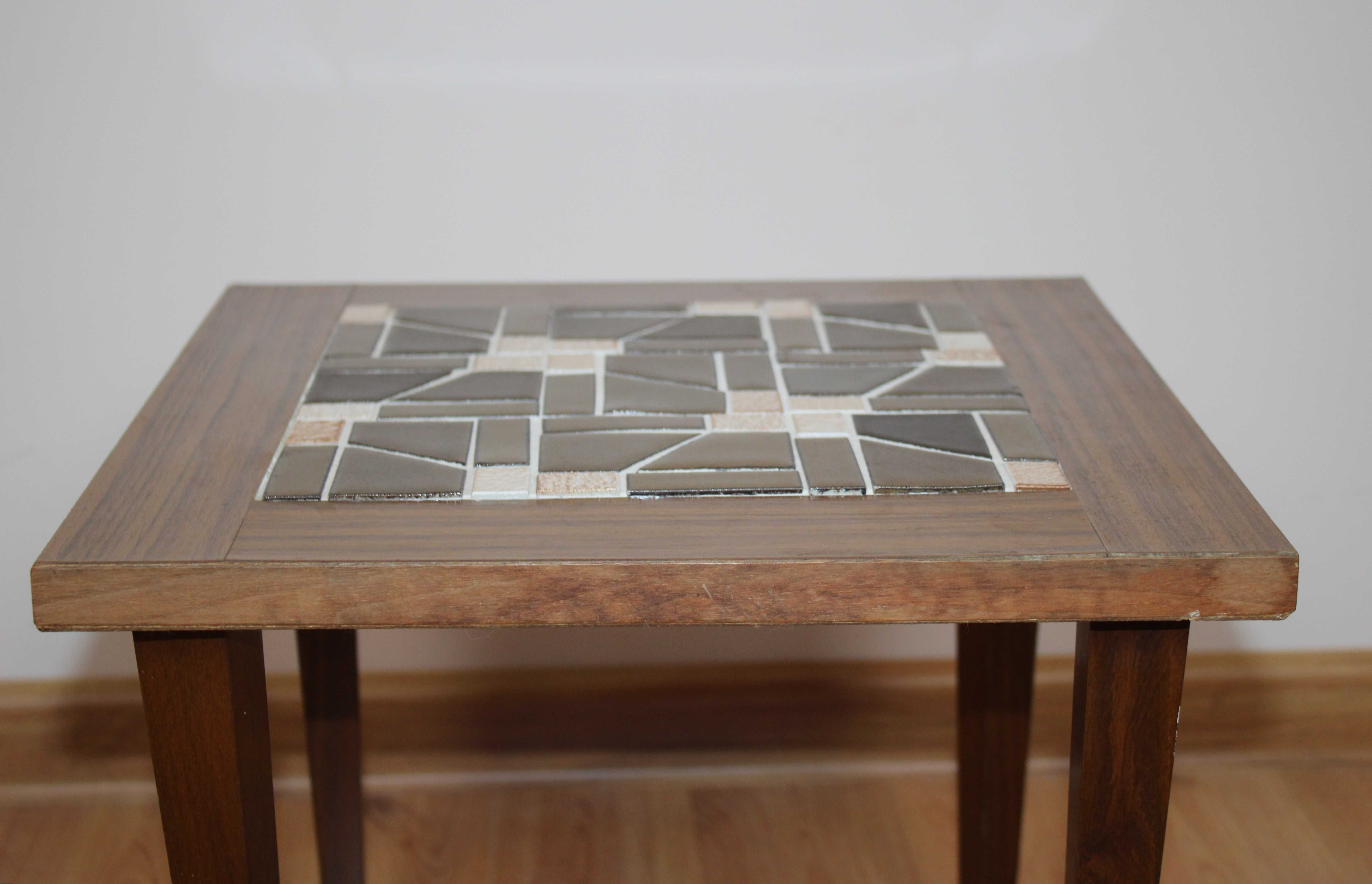 Stolik, kwietnik, blat mozaika ceramiczna, lata 70