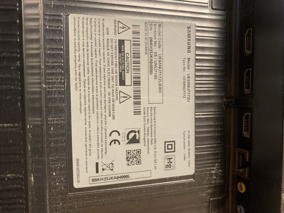 Samsung ue65nu7172uxxh, на запчастини, пошклджена матриця