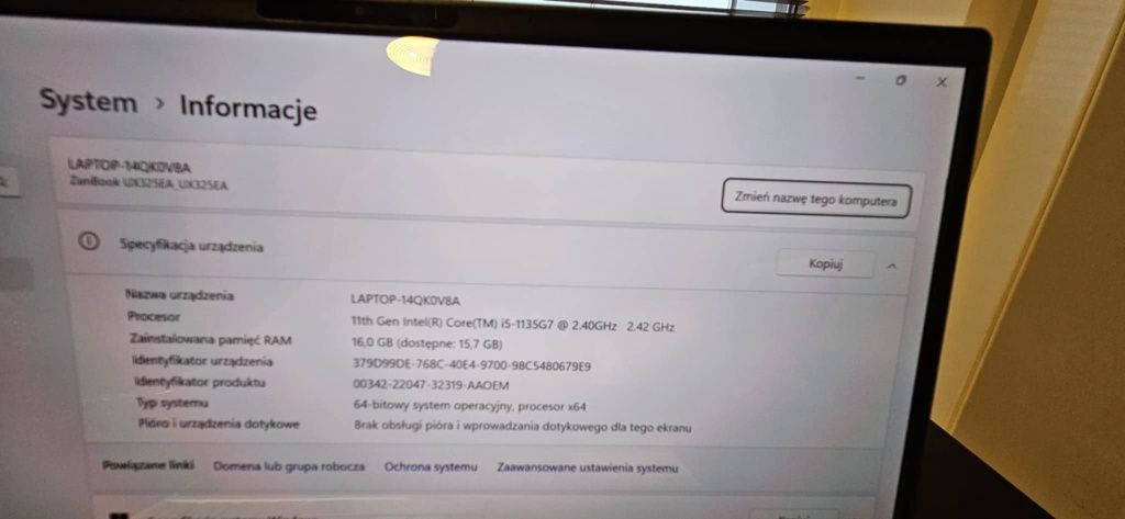 Laptop Asus Zenbook OLED (stan idealny)