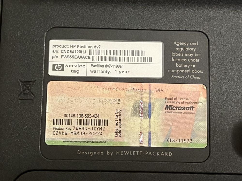 Продам Ноутбук hp pavilion dv7-1190er