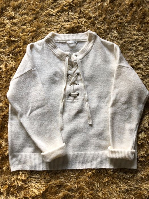 Camisola malha branco/bege