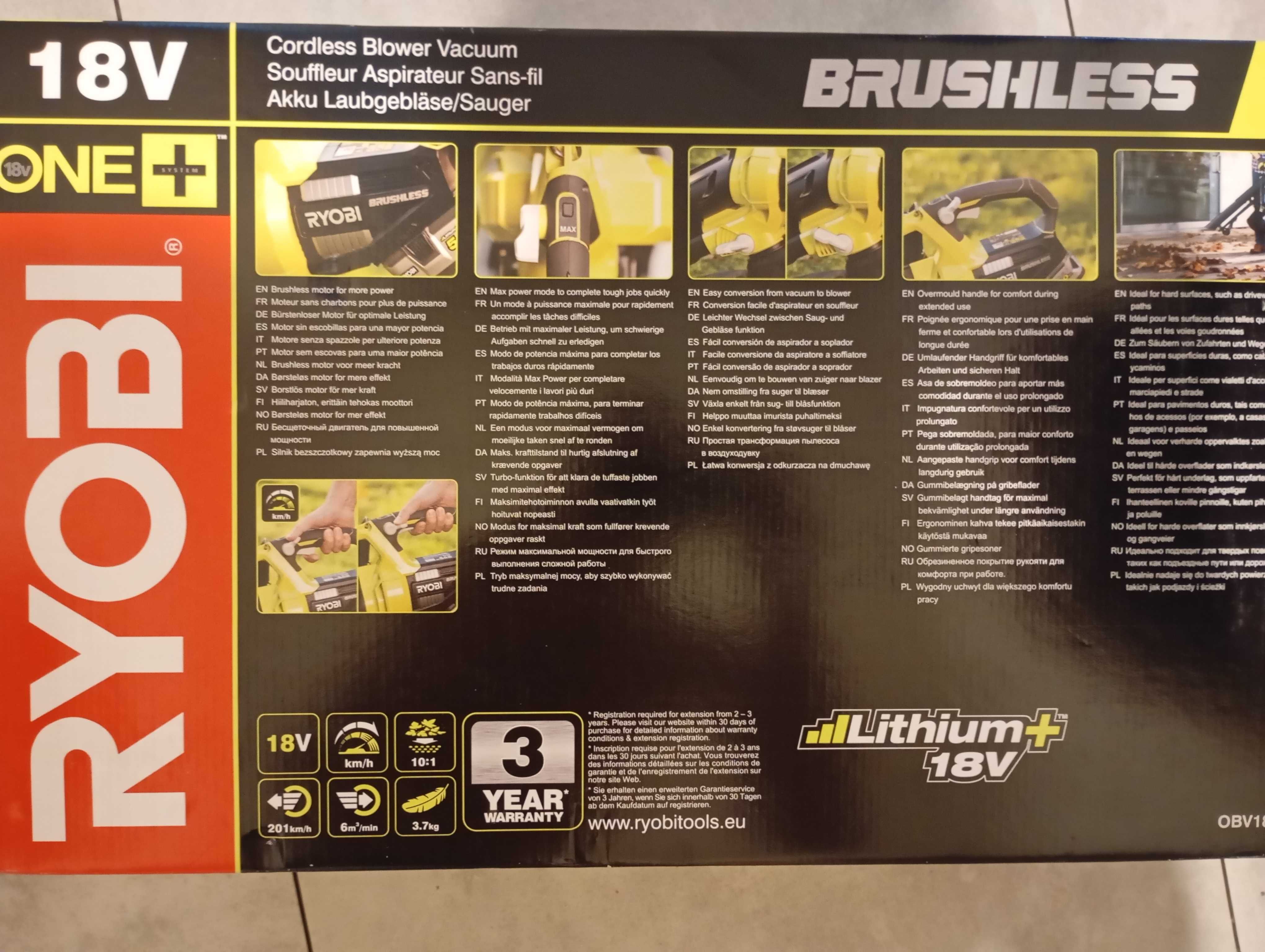 Nowa-Odkurzacz/Dmuchawa Akumulatorowa RYOBI  ONE+ 18V /Gwarancji