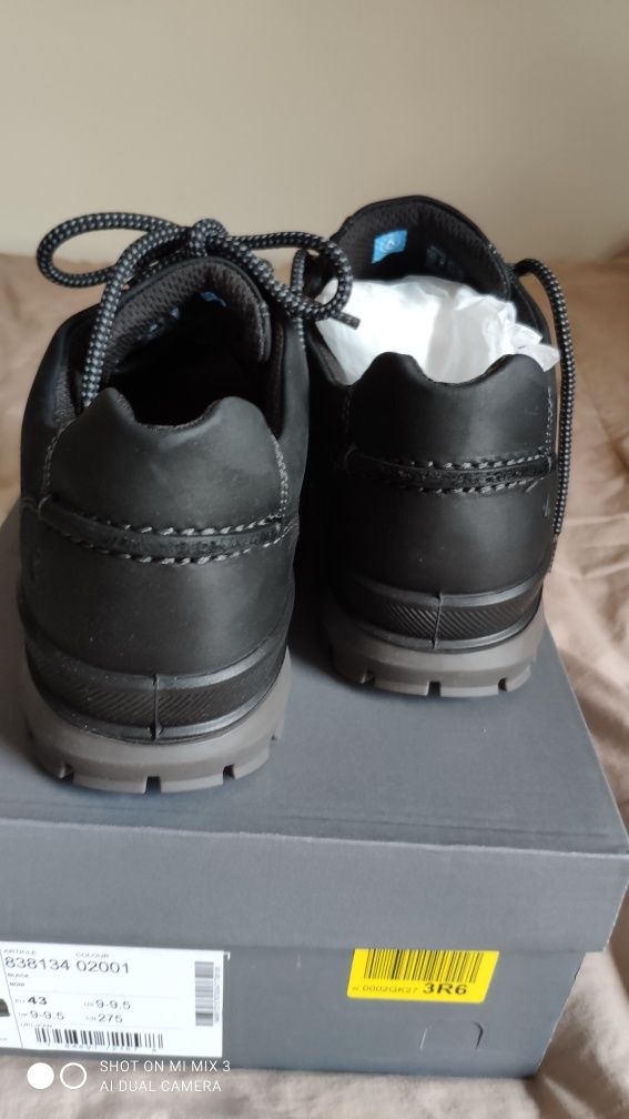 Ecco Rugged Truck wodoodporne czarne skórzane buty rozm 43