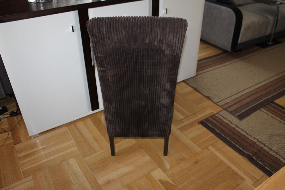 Krzesła -50% z wysokim oparciem brązowe jak sztruks ALAN dostępne 4 sz