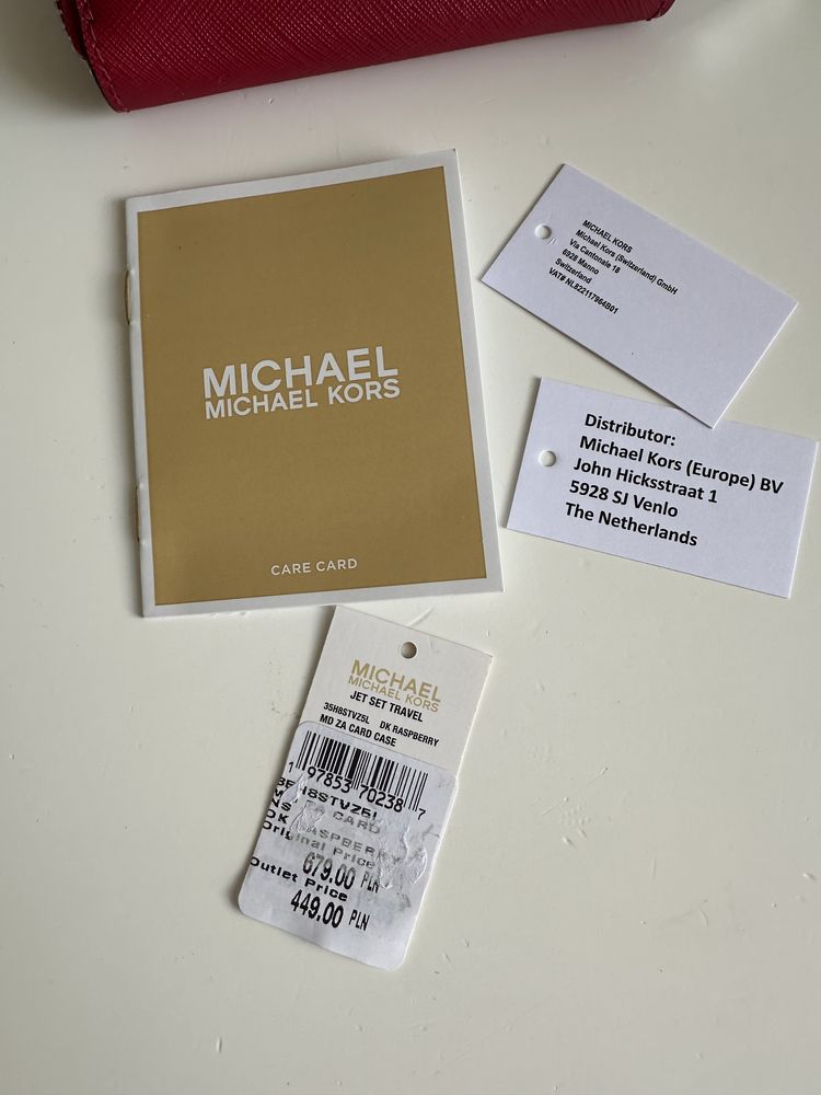 Michael Kors portfel mały czerwony portfelik MK