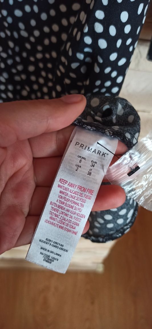 Sukienka czarna ciążowa w groszki Primark 34