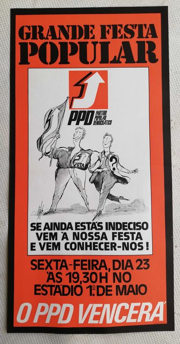 Cartaz político / propaganda PPD Grande festa popular de 1976