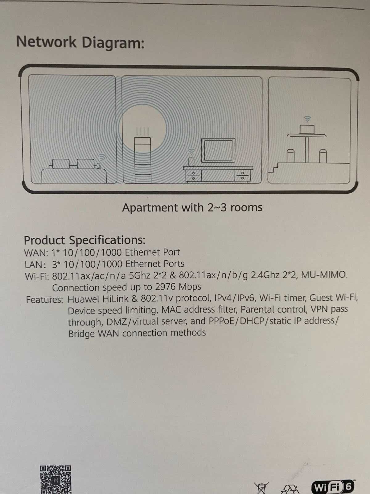 WiFi 6 роутер HUAWEI WS7100 AX3 Dual-Core 1,2GHz CPU