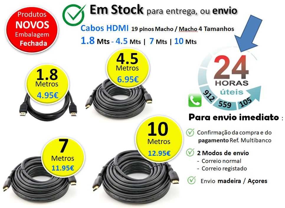 Cabos HDMI  Macho / Macho | 1.8 Mts | 4.5 MTs | 7.5 MTs | 10 MTs