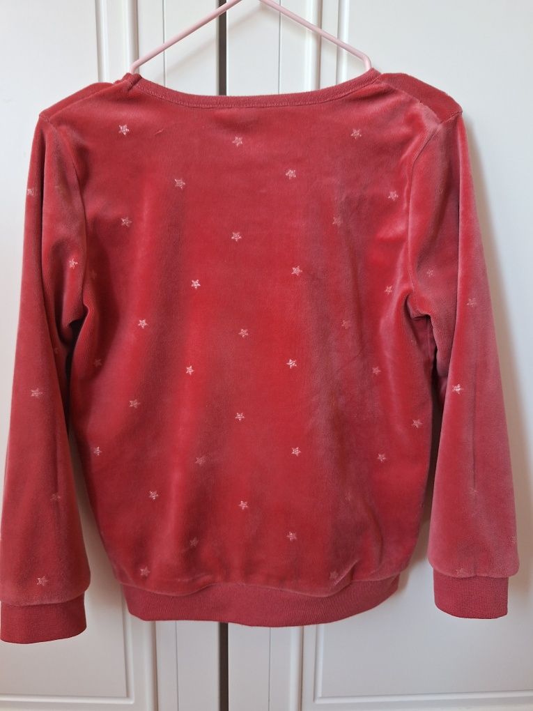 Bluza Pepco 110 116 bordowa gwiazdki falbanka welurowa