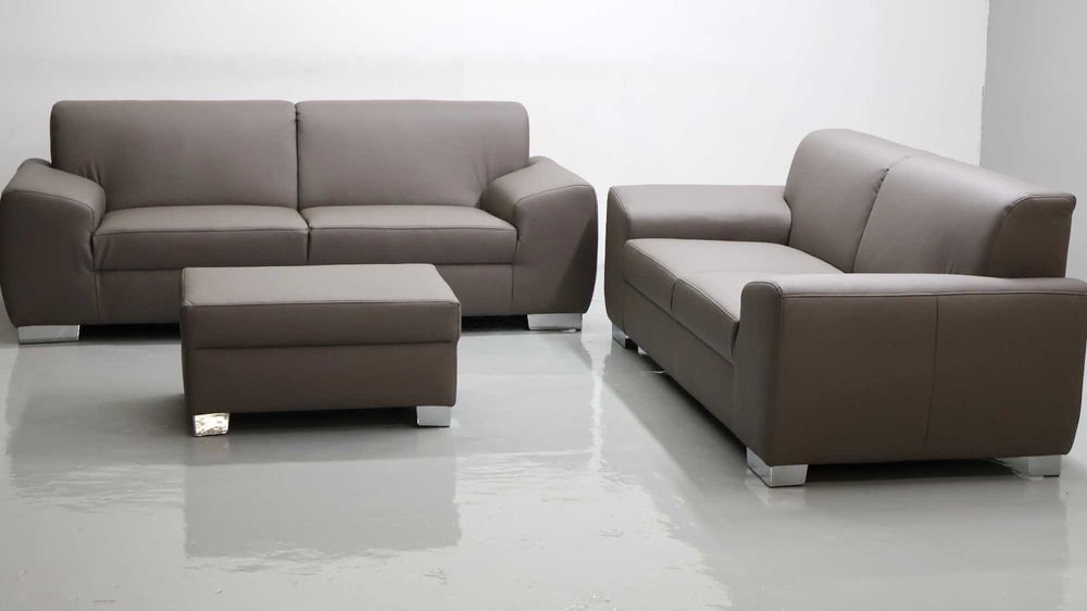 TAB nowy komplet 3+2+PUFA SOFA kanapa, zestaw CZEKOLADOWA ECO SKÓRA s