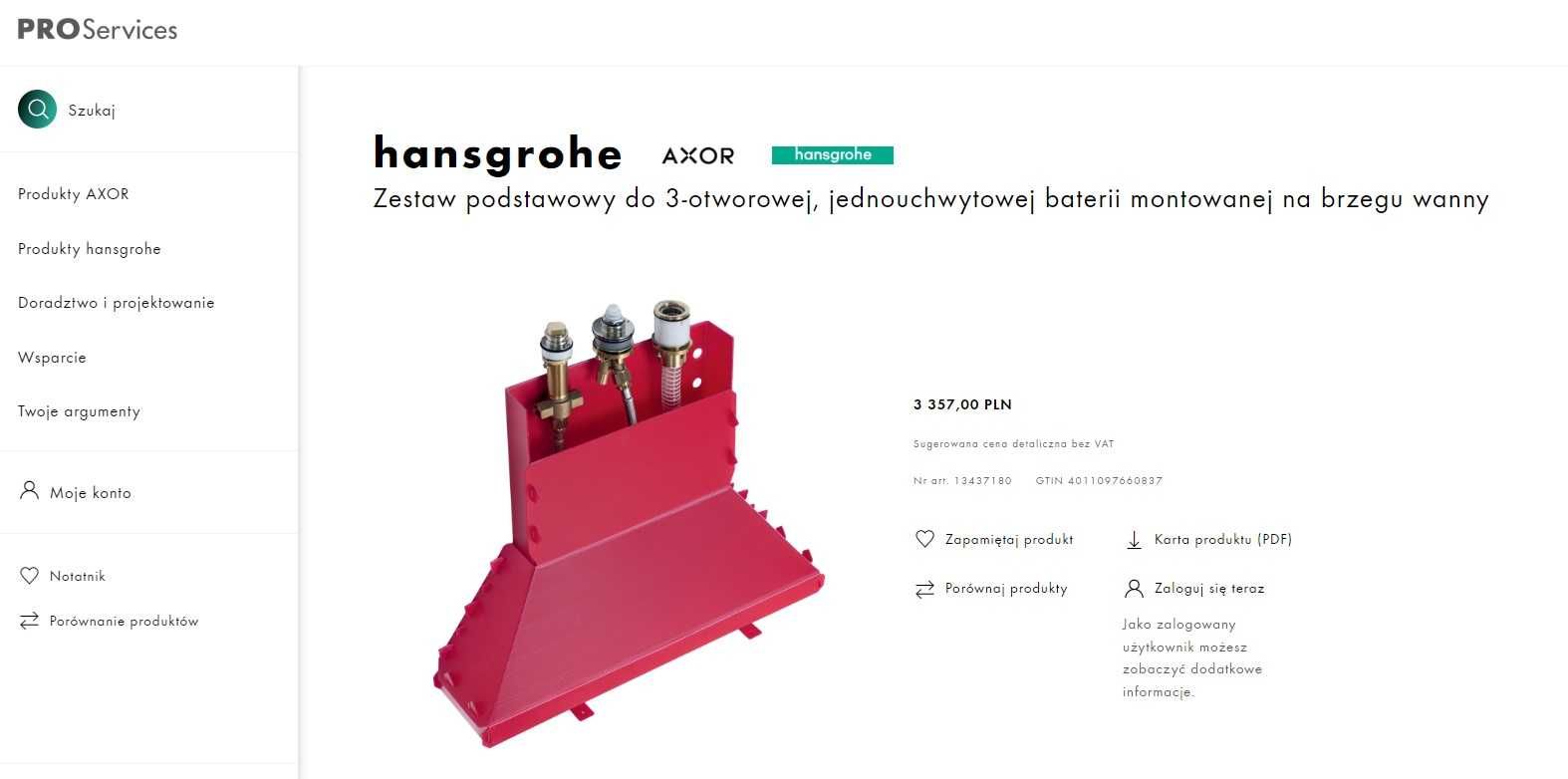 Hansgrohe Axor Zestaw podstawowy do baterii wannowej, 3-otworowej