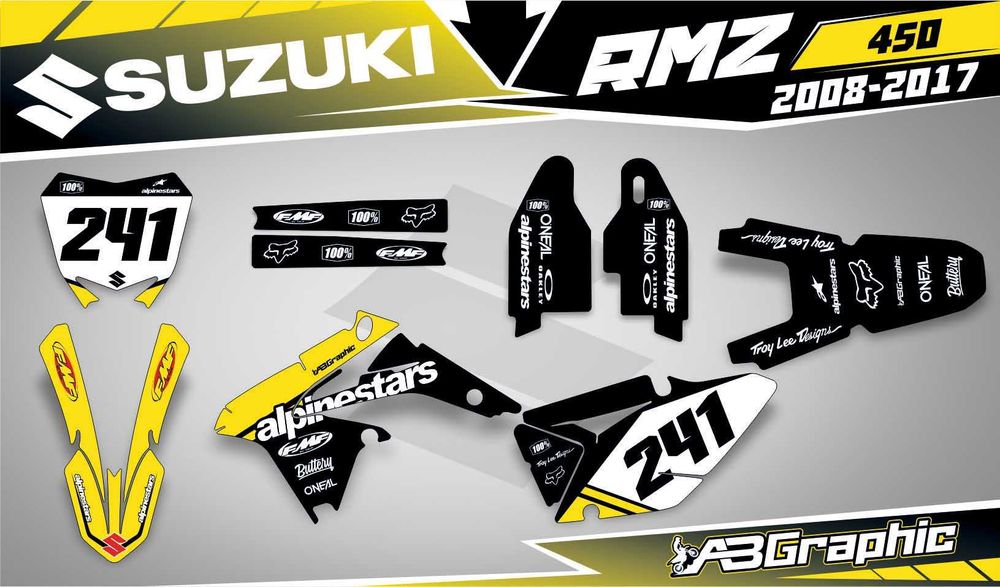 Наклейки Графіка Suzuki RM RMZ RMX DRZ DR 85 125 250 350 400 450 650
