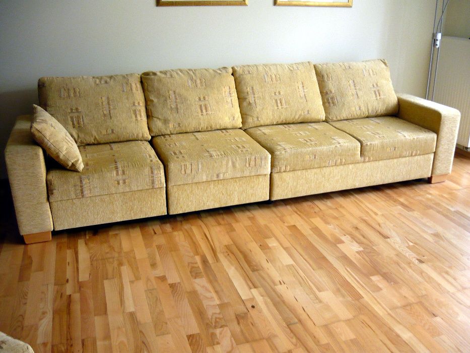 Komplet wypoczynkowy sofa 3-os z funkcją spania fotel pufa rozkładane