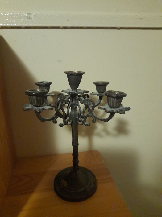 Świecznik 5 ramienny mosiężny 21 cm