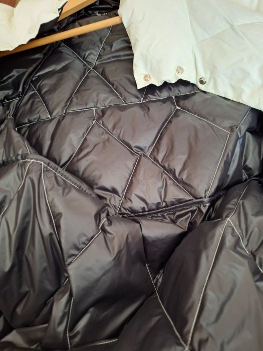 Kurtka włoska biała perłowa puch z pierzem