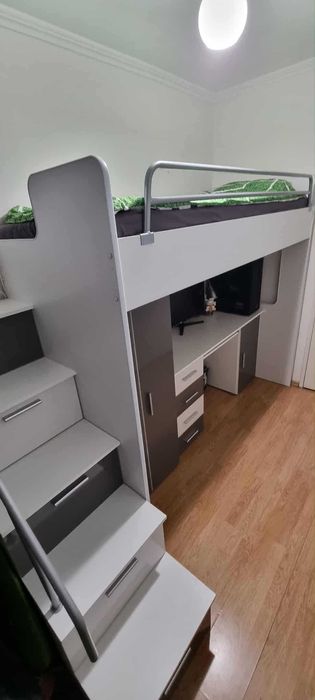 Łóżko piętrowe Raj 4 z biurkiem / meblościanka